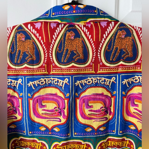 Farm Rio Graphic Scalloped Mini Shirt Dress, Size L - Picture 14 of 14